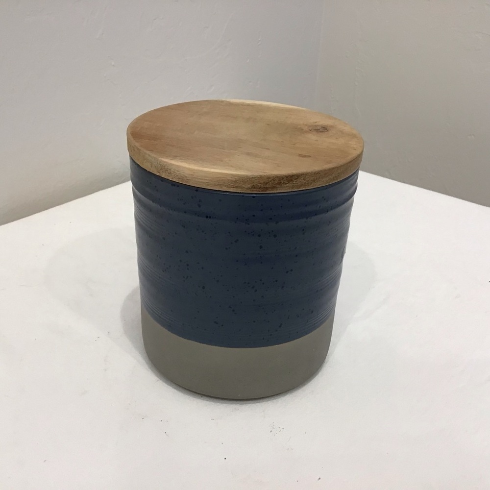 Bee & Willow Navy Blue Speckled Ceramic Canister — 5” Tall